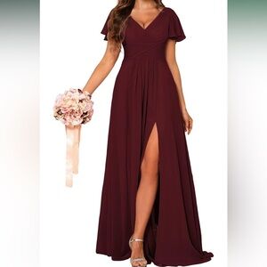 Elegant Burgundy Evening Gown